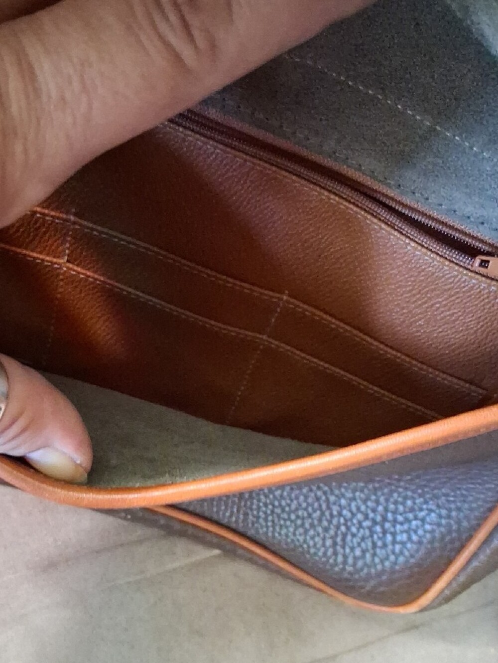 Dooney & Bourke Dark Brown Pebbled All WeatherLeather Crossbody with Cognac Trim - Picture 6 of 12
